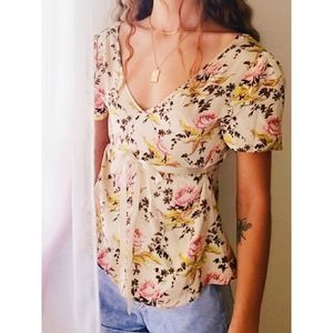 SILK FLORAL PRINT REVERSABLE BLOUSE SIZE S